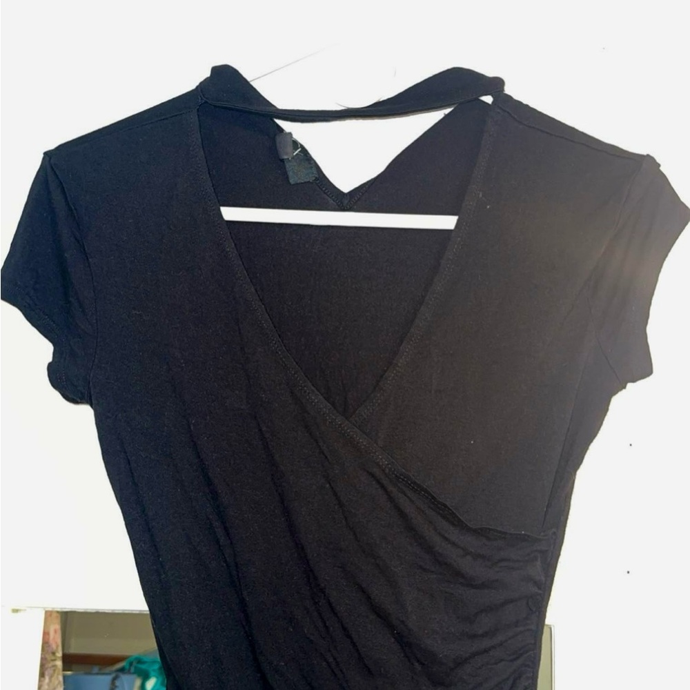 Macy's Elegant Black Wrap Top